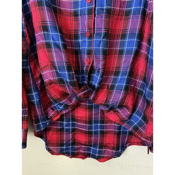 Justice Ladybug Red Perfect Plaid Button Up Collared Long Sleeve Shirt Size 8 - Picture 6 of 11